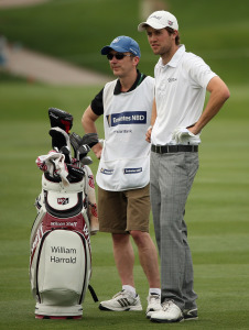 Bob Wood caddying for William Harrold